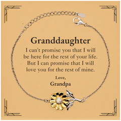 Granddaughter Inspirational Gifts from Grandpa, I will love you for the rest of mine, Birthday Sunflower Bracelet Keepsake Gifts for Granddaughter