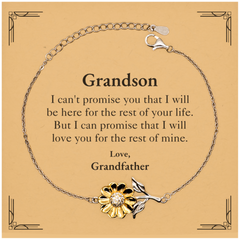 Grandson Inspirational Gifts from Grandfather, I will love you for the rest of mine, Birthday Sunflower Bracelet Keepsake Gifts for Grandson