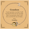 Grandson Inspirational Gifts from Grandma, I will love you for the rest of mine, Birthday Sunflower Bracelet Keepsake Gifts for Grandson