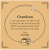 Grandson Inspirational Gifts from Grandpa, I will love you for the rest of mine, Birthday Sunflower Bracelet Keepsake Gifts for Grandson