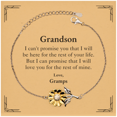 Grandson Inspirational Gifts from Gramps, I will love you for the rest of mine, Birthday Sunflower Bracelet Keepsake Gifts for Grandson