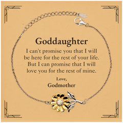 Goddaughter Inspirational Gifts from Godmother, I will love you for the rest of mine, Birthday Sunflower Bracelet Keepsake Gifts for Goddaughter