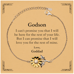 Godson Inspirational Gifts from Goddad, I will love you for the rest of mine, Birthday Sunflower Bracelet Keepsake Gifts for Godson