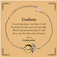 Godson Inspirational Gifts from Godmother, I will love you for the rest of mine, Birthday Sunflower Bracelet Keepsake Gifts for Godson