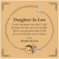 Daughter In Law Inspirational Gifts from Mother In Law, I will love you for the rest of mine, Birthday Sunflower Bracelet Keepsake Gifts for Daughter In Law