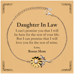 Daughter In Law Inspirational Gifts from Bonus Mom, I will love you for the rest of mine, Birthday Sunflower Bracelet Keepsake Gifts for Daughter In Law