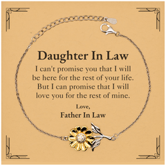 Daughter In Law Inspirational Gifts from Father In Law, I will love you for the rest of mine, Birthday Sunflower Bracelet Keepsake Gifts for Daughter In Law