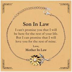 Son In Law Inspirational Gifts from Mother In Law, I will love you for the rest of mine, Birthday Sunflower Bracelet Keepsake Gifts for Son In Law