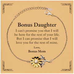 Bonus Daughter Inspirational Gifts from Bonus Mom, I will love you for the rest of mine, Birthday Sunflower Bracelet Keepsake Gifts for Bonus Daughter