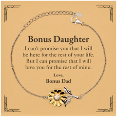 Bonus Daughter Inspirational Gifts from Bonus Dad, I will love you for the rest of mine, Birthday Sunflower Bracelet Keepsake Gifts for Bonus Daughter