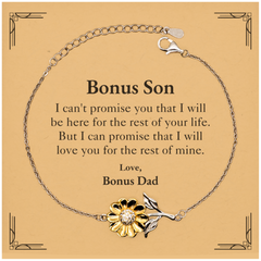 Bonus Son Inspirational Gifts from Bonus Dad, I will love you for the rest of mine, Birthday Sunflower Bracelet Keepsake Gifts for Bonus Son