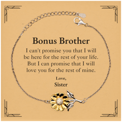 Bonus Brother Inspirational Gifts from Sister, I will love you for the rest of mine, Birthday Sunflower Bracelet Keepsake Gifts for Bonus Brother