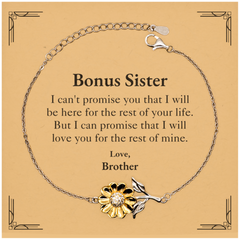 Bonus Sister Inspirational Gifts from Brother, I will love you for the rest of mine, Birthday Sunflower Bracelet Keepsake Gifts for Bonus Sister