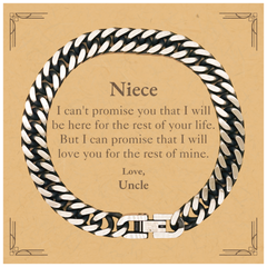 Niece Inspirational Gifts from Uncle, I will love you for the rest of mine, Birthday Cuban Link Chain Bracelet Keepsake Gifts for Niece