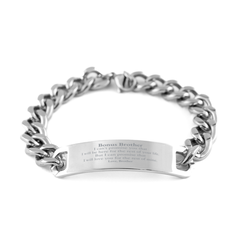Bonus Brother Inspirational Gifts from Brother, I will love you for the rest of mine, Birthday Cuban Chain Stainless Steel Bracelet Keepsake Gifts for Bonus Brother