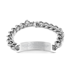 To My Son In Law Supporting Cuban Chain Stainless Steel Bracelet, The world is full of possibilities waiting, Birthday Inspirational Gifts for Son In Law from Mother In Law