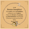 To My Bonus Daughter Supporting Sunflower Bracelet, The world is full of possibilities waiting, Birthday Inspirational Gifts for Bonus Daughter from Bonus Mom