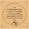 To My Unbiological Son Supporting Sunflower Bracelet, The world is full of possibilities waiting, Birthday Inspirational Gifts for Unbiological Son from Dad