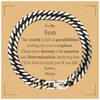 To My Son Supporting Cuban Link Chain Bracelet, The world is full of possibilities waiting, Birthday Inspirational Gifts for Son from Mom