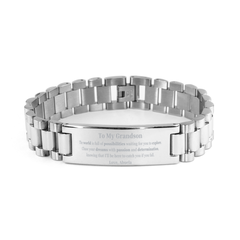 To My Grandson Supporting Ladder Stainless Steel Bracelet, The world is full of possibilities waiting, Birthday Inspirational Gifts for Grandson from Abuela