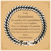 To My Grandson Supporting Cuban Link Chain Bracelet, The world is full of possibilities waiting, Birthday Inspirational Gifts for Grandson from Grandmother