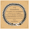 To My Grandson Supporting Cuban Link Chain Bracelet, The world is full of possibilities waiting, Birthday Inspirational Gifts for Grandson from Grandfather