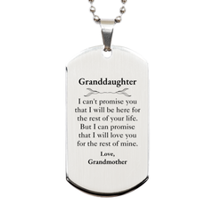 Granddaughter Inspirational Gifts from Grandmother, I will love you for the rest of mine, Birthday Silver Dog Tag Keepsake Gifts for Granddaughter