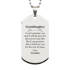 Granddaughter Inspirational Gifts from Grandma, I will love you for the rest of mine, Birthday Silver Dog Tag Keepsake Gifts for Granddaughter