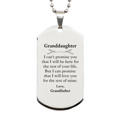 Granddaughter Inspirational Gifts from Grandfather, I will love you for the rest of mine, Birthday Silver Dog Tag Keepsake Gifts for Granddaughter