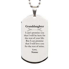 Granddaughter Inspirational Gifts from Nonno, I will love you for the rest of mine, Birthday Silver Dog Tag Keepsake Gifts for Granddaughter