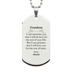 Grandson Inspirational Gifts from Abuela, I will love you for the rest of mine, Birthday Silver Dog Tag Keepsake Gifts for Grandson