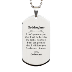 Goddaughter Inspirational Gifts from Godmother, I will love you for the rest of mine, Birthday Silver Dog Tag Keepsake Gifts for Goddaughter
