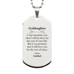 Goddaughter Inspirational Gifts from Goddad, I will love you for the rest of mine, Birthday Silver Dog Tag Keepsake Gifts for Goddaughter