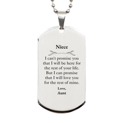 Niece Inspirational Gifts from Aunt, I will love you for the rest of mine, Birthday Silver Dog Tag Keepsake Gifts for Niece