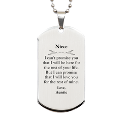 Niece Inspirational Gifts from Auntie, I will love you for the rest of mine, Birthday Silver Dog Tag Keepsake Gifts for Niece