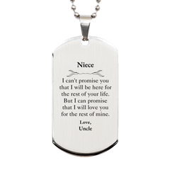 Niece Inspirational Gifts from Uncle, I will love you for the rest of mine, Birthday Silver Dog Tag Keepsake Gifts for Niece