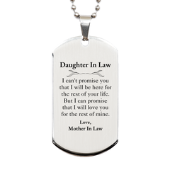 Daughter In Law Inspirational Gifts from Mother In Law, I will love you for the rest of mine, Birthday Silver Dog Tag Keepsake Gifts for Daughter In Law