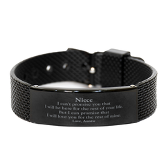 Niece Inspirational Gifts from Auntie, I will love you for the rest of mine, Birthday Black Shark Mesh Bracelet Keepsake Gifts for Niece