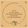 Mamma Gift. Birthday Meaningful Gifts for Mamma, To me You are the World. Standout Appreciation Gifts, Sunflower Bracelet with Message Card for Mamma