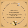Grandmum Gift. Birthday Meaningful Gifts for Grandmum, To me You are the World. Standout Appreciation Gifts, Sunflower Bracelet with Message Card for Grandmum