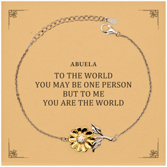 Abuela Gift. Birthday Meaningful Gifts for Abuela, To me You are the World. Standout Appreciation Gifts, Sunflower Bracelet with Message Card for Abuela