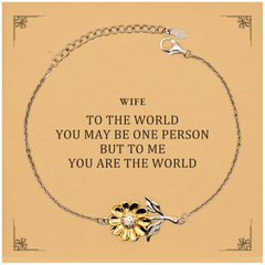 Wife Gift. Birthday Meaningful Gifts for Wife, To me You are the World. Standout Appreciation Gifts, Sunflower Bracelet with Message Card for Wife