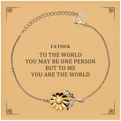 Father Gift. Birthday Meaningful Gifts for Father, To me You are the World. Standout Appreciation Gifts, Sunflower Bracelet with Message Card for Father