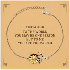 Stepfather Gift. Birthday Meaningful Gifts for Stepfather, To me You are the World. Standout Appreciation Gifts, Sunflower Bracelet with Message Card for Stepfather