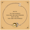 Bestie Gift. Birthday Meaningful Gifts for Bestie, To me You are the World. Standout Appreciation Gifts, Sunflower Bracelet with Message Card for Bestie
