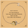 Best Friend Gift. Birthday Meaningful Gifts for Best Friend, To me You are the World. Standout Appreciation Gifts, Sunflower Bracelet with Message Card for Best Friend