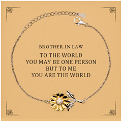 Brother In Law Gift. Birthday Meaningful Gifts for Brother In Law, To me You are the World. Standout Appreciation Gifts, Sunflower Bracelet with Message Card for Brother In Law