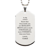 Godson, You're Brave and so much Stronger Silver Dog Tag. Gift for Godson. Christmas Motivational Gift From Goddad. Best Idea Gift for Birthday