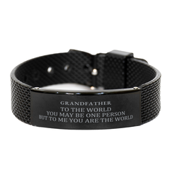 Grandfather Gift. Birthday Meaningful Gifts for Grandfather, To me You are the World. Standout Appreciation Gifts, Black Shark Mesh Bracelet for Grandfather