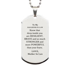 Daughter In Law, You're Brave and so much Stronger Silver Dog Tag. Gift for Daughter In Law. Christmas Motivational Gift From Mother In Law. Best Idea Gift for Birthday